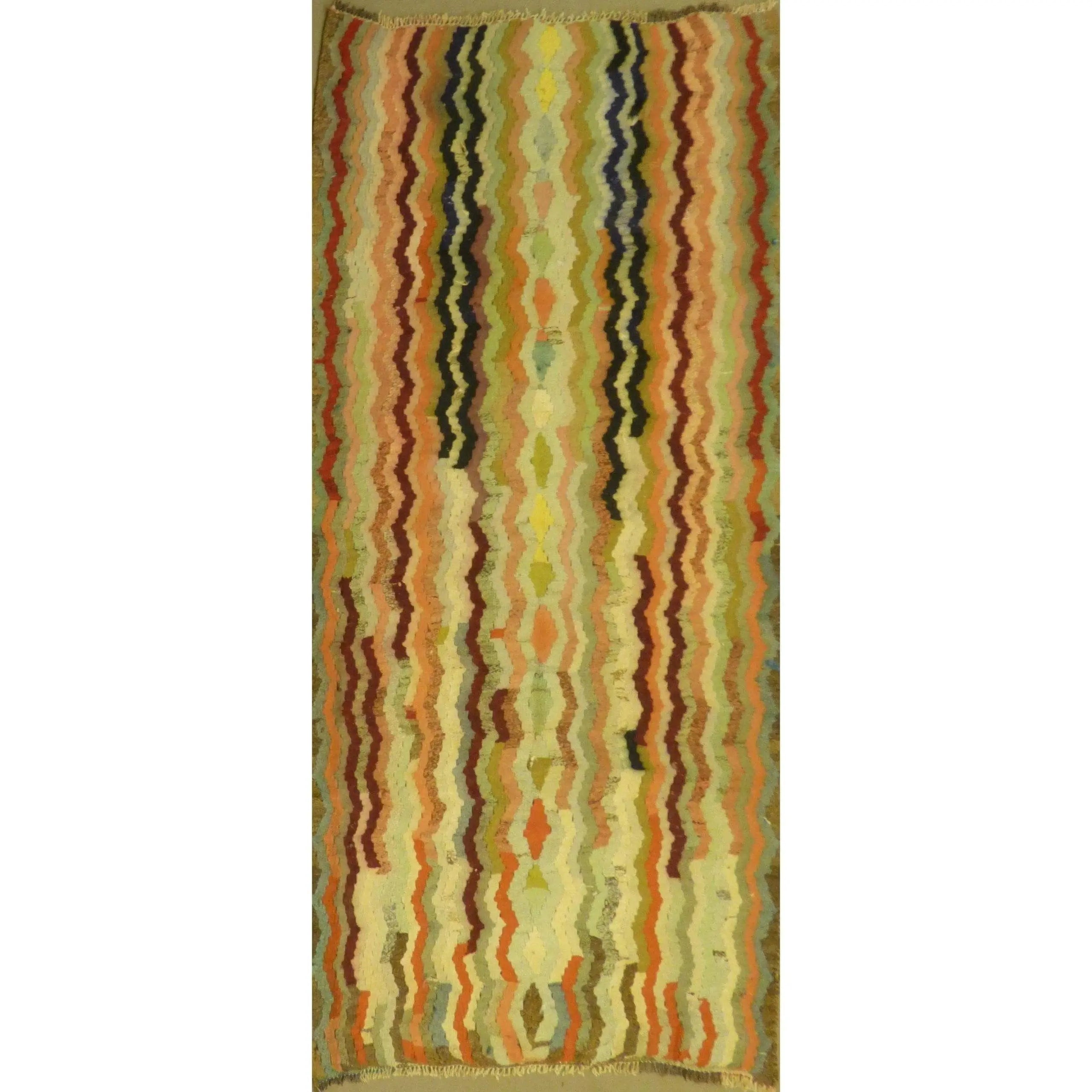 One Of The Kind Authentic Hand-Knotted Sanandaj Vintage Kilim 8'10" X 4'8"